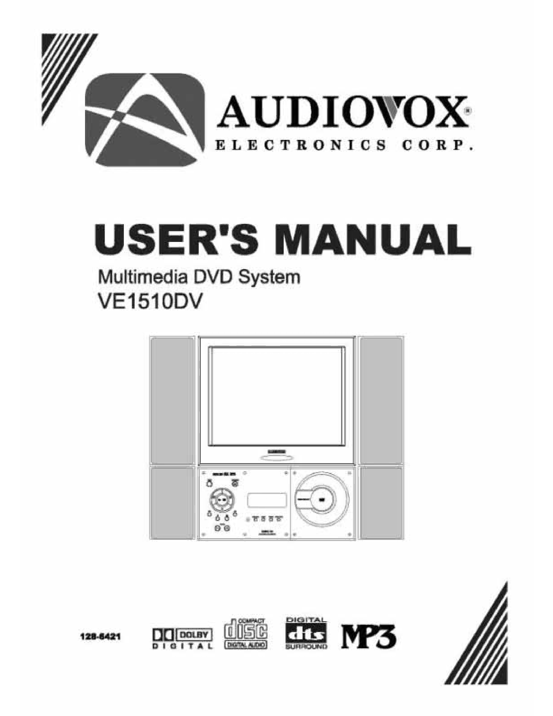 Audiovox VE 1510DV manual 