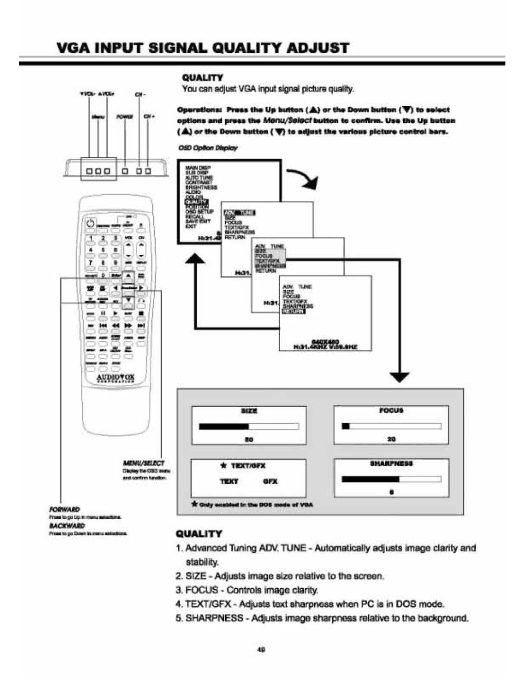 Audiovox VE 1510DV manual 