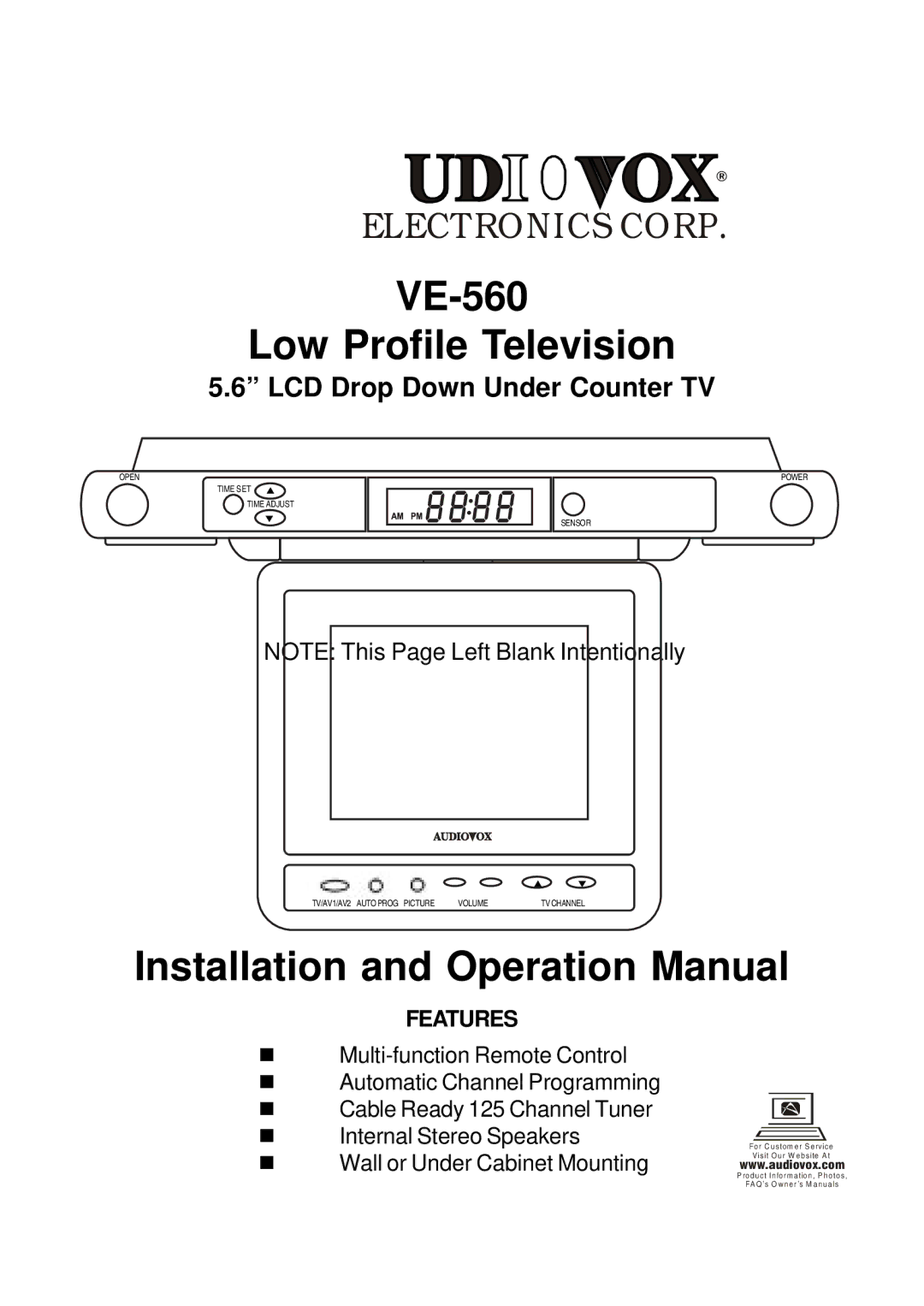 Audiovox VE560 operation manual 