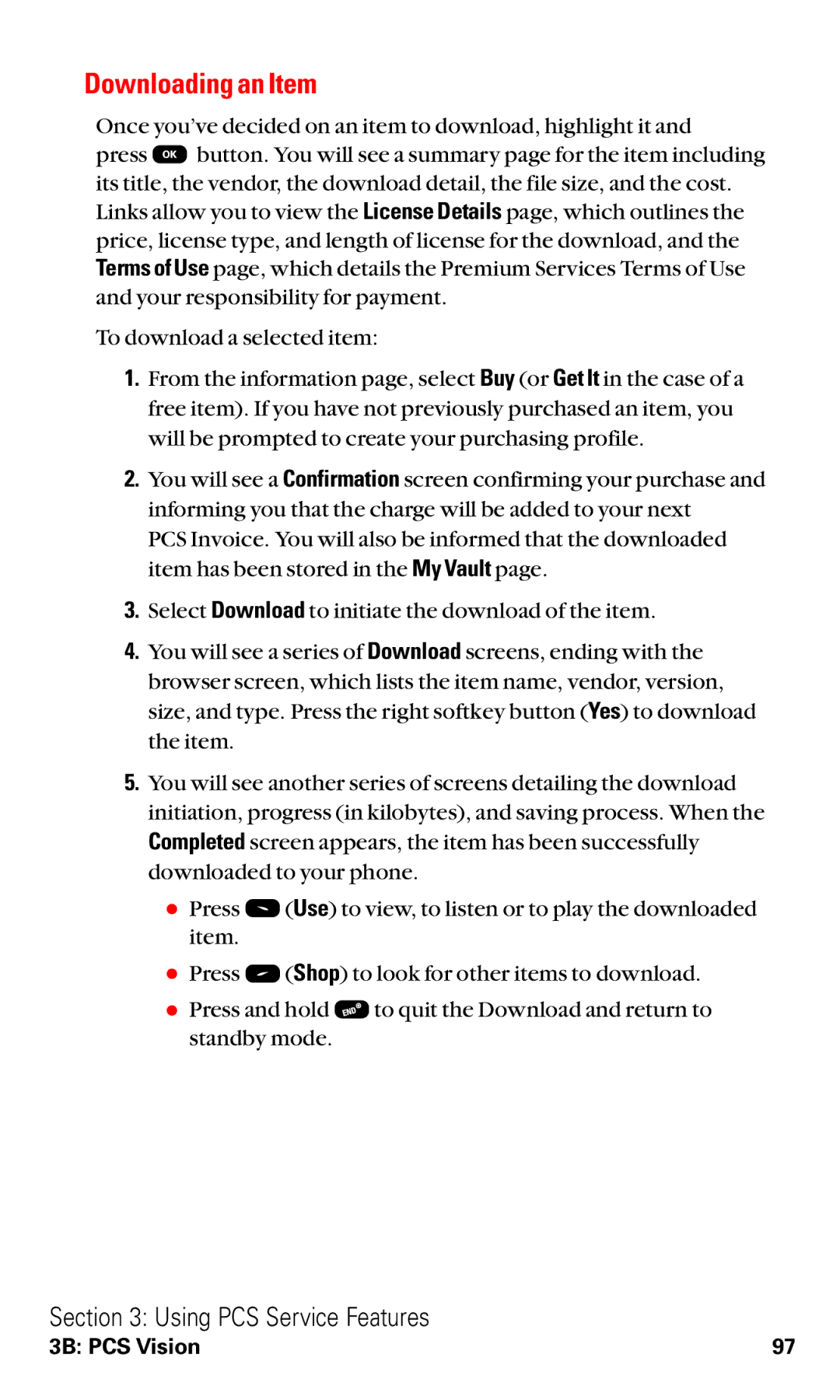 Audiovox VI600 manual Downloading an Item 