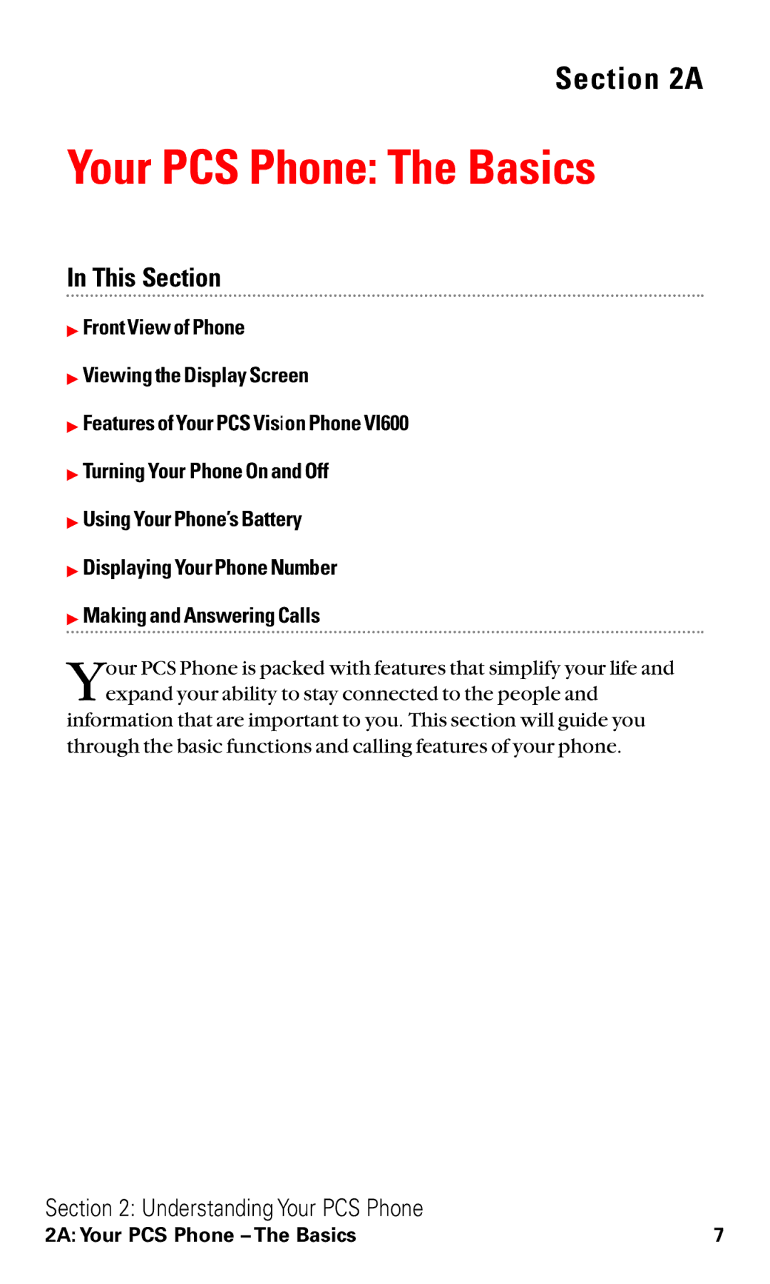 Audiovox VI600 manual Your PCS Phone The Basics 