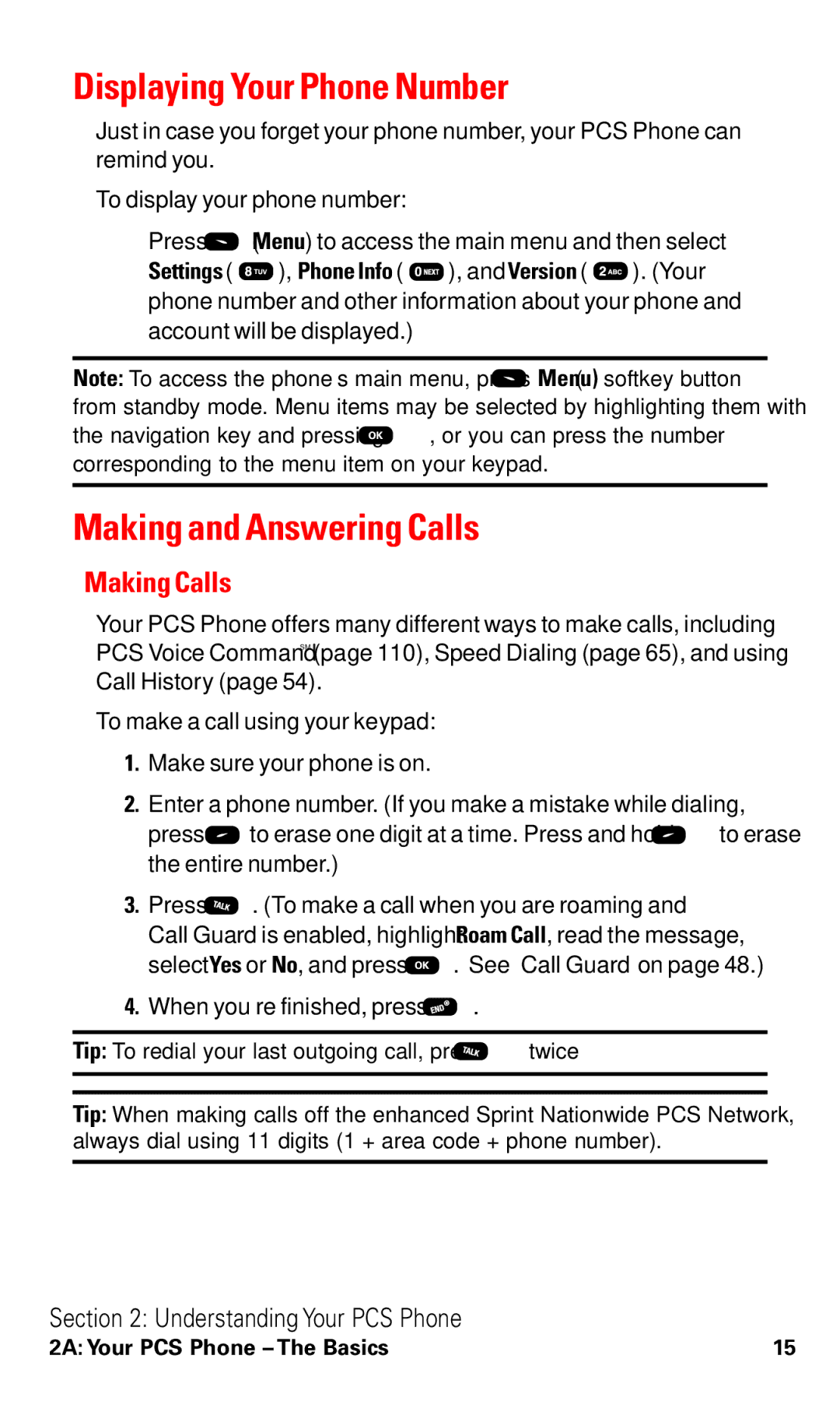 Audiovox VI600 manual Displaying Your Phone Number, Making and Answering Calls, Making Calls 