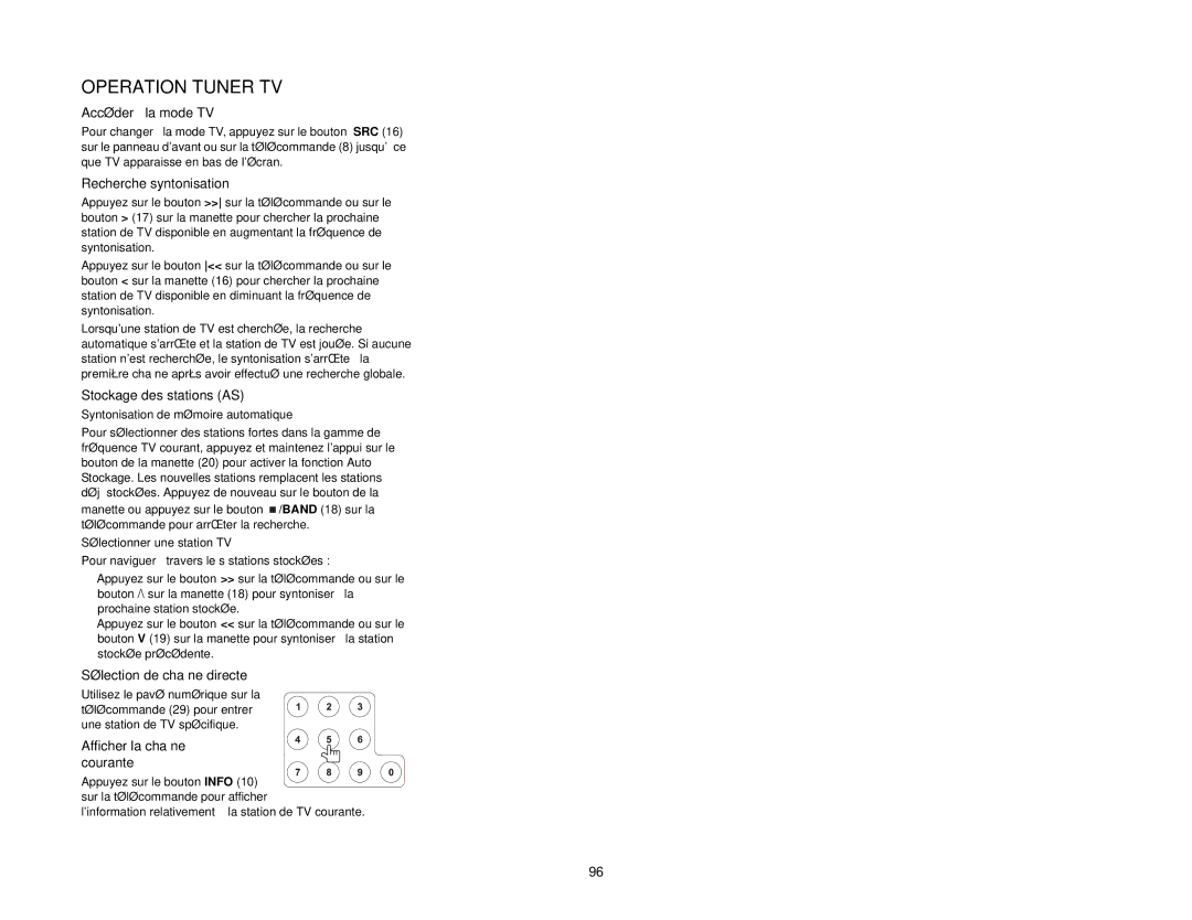 Audiovox VM9411 instruction manual Operation Tuner TV 