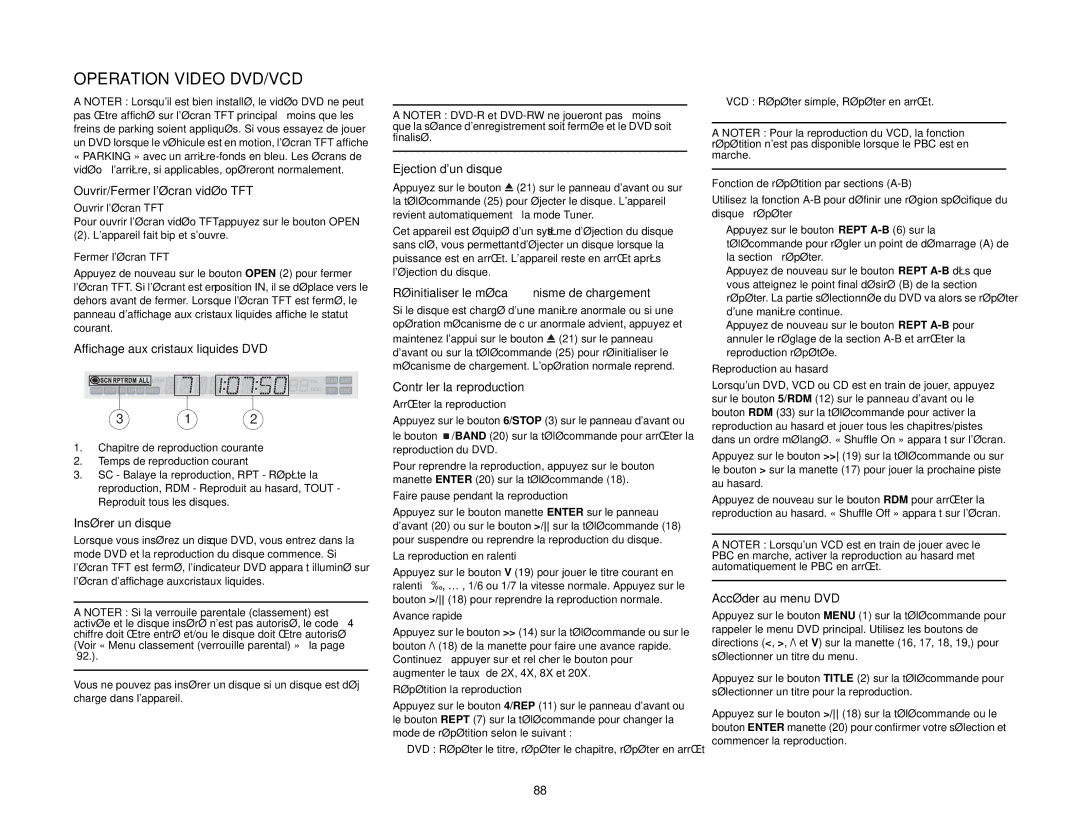 Audiovox VM9411 instruction manual Operation Video DVD/VCD 