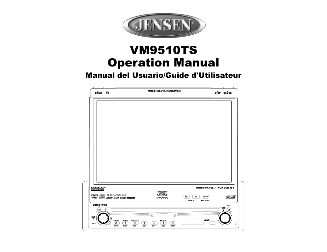 Audiovox VM9510TS operation manual Manual del Usuario/Guide dUtilisateur 