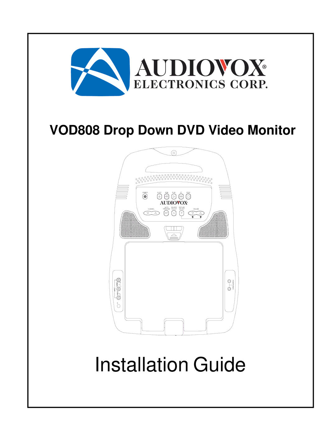 Audiovox VOD 808 manual Installation Guide 