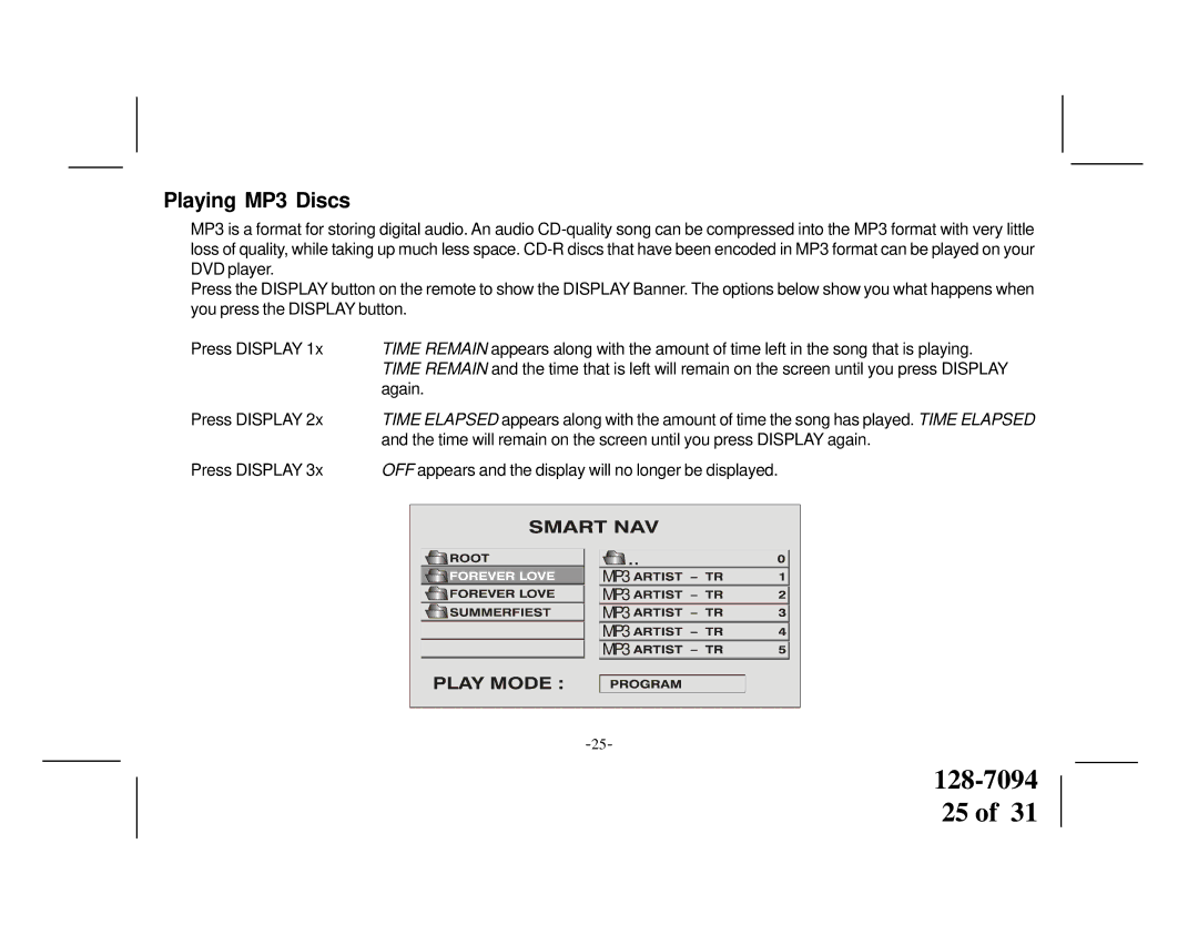 Audiovox VOD1022 manual Playing MP3 Discs 