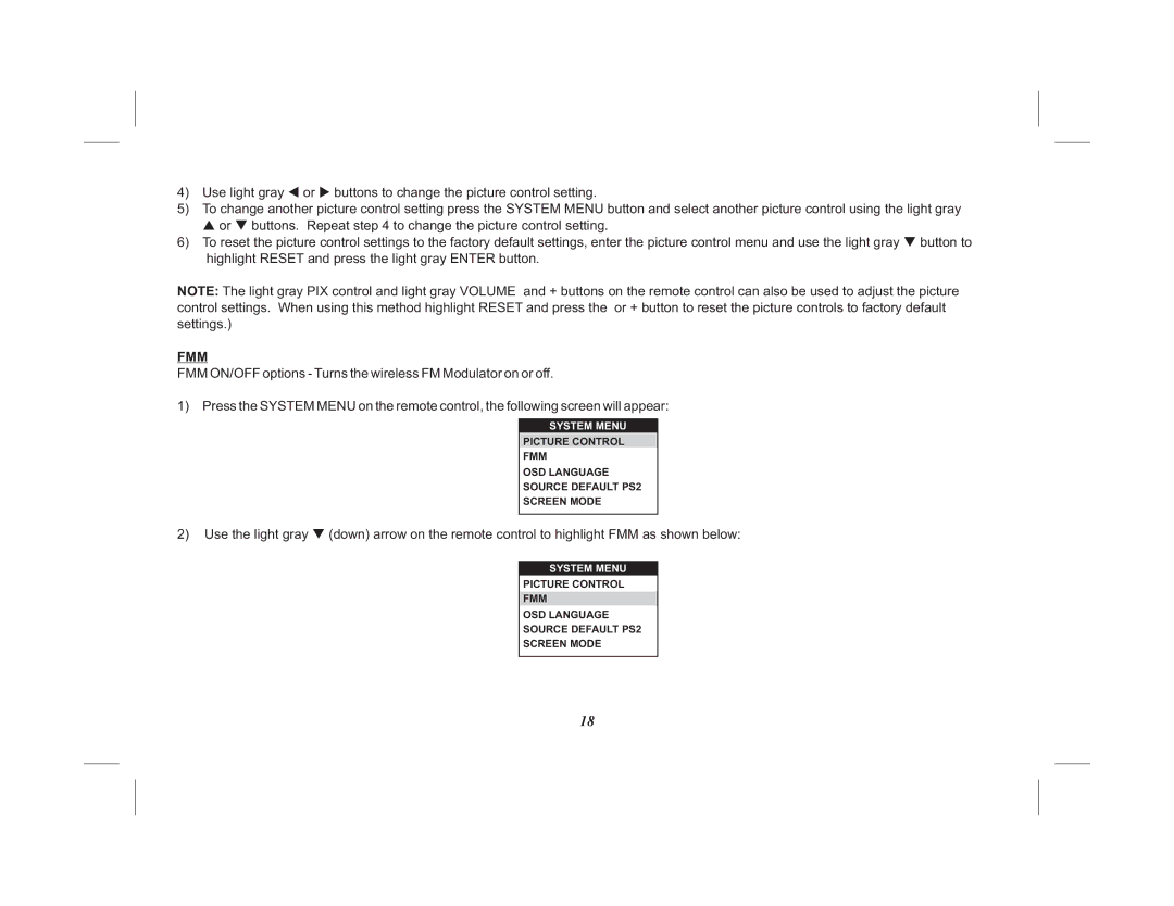 Audiovox VOD10PS2 operation manual Fmm 