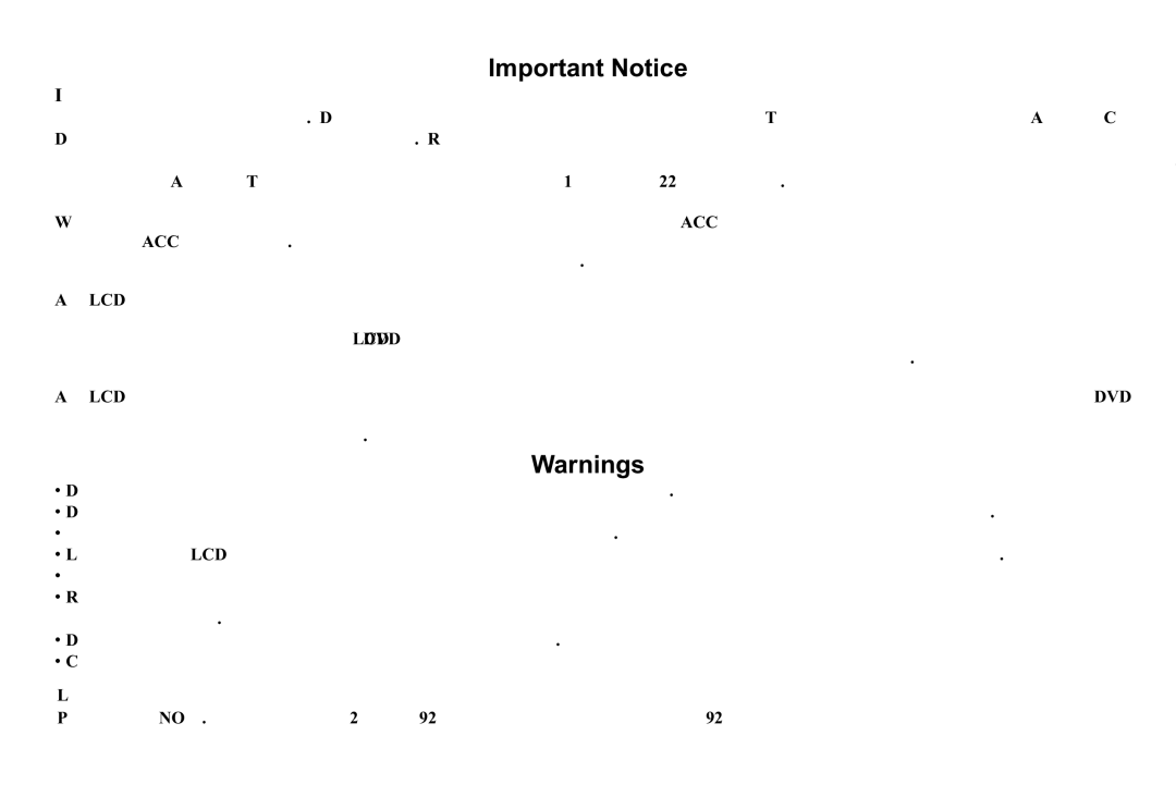 Audiovox VOD129, 128-8607 operation manual Important Notice 