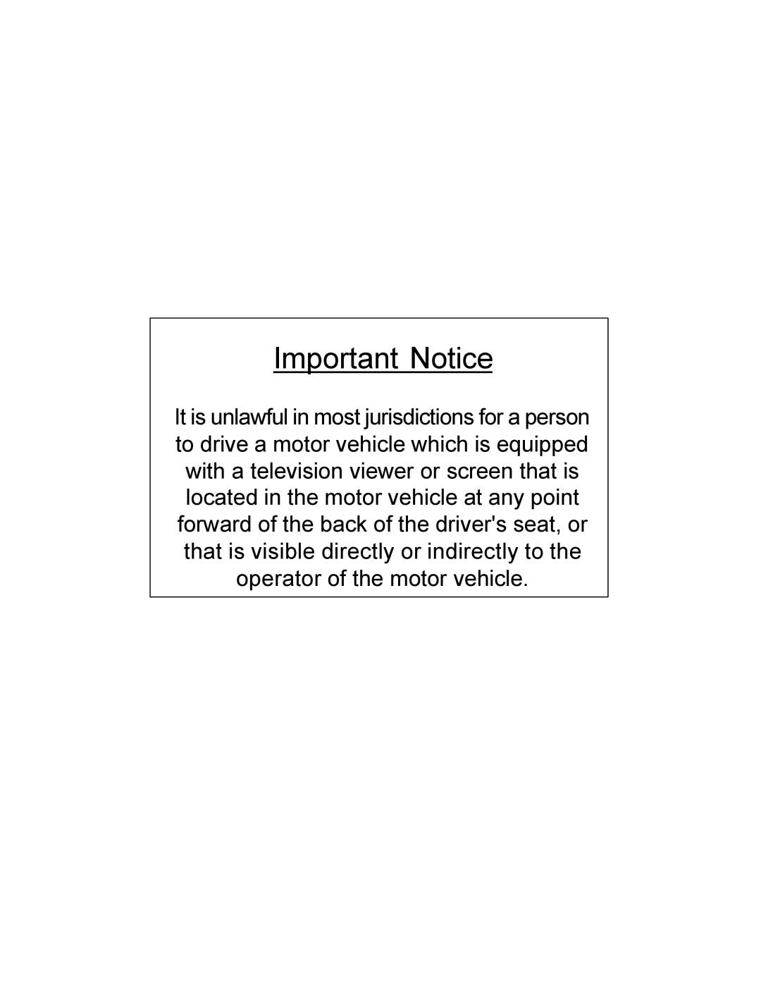 Audiovox VOD702, VOD701 manual Important Notice 