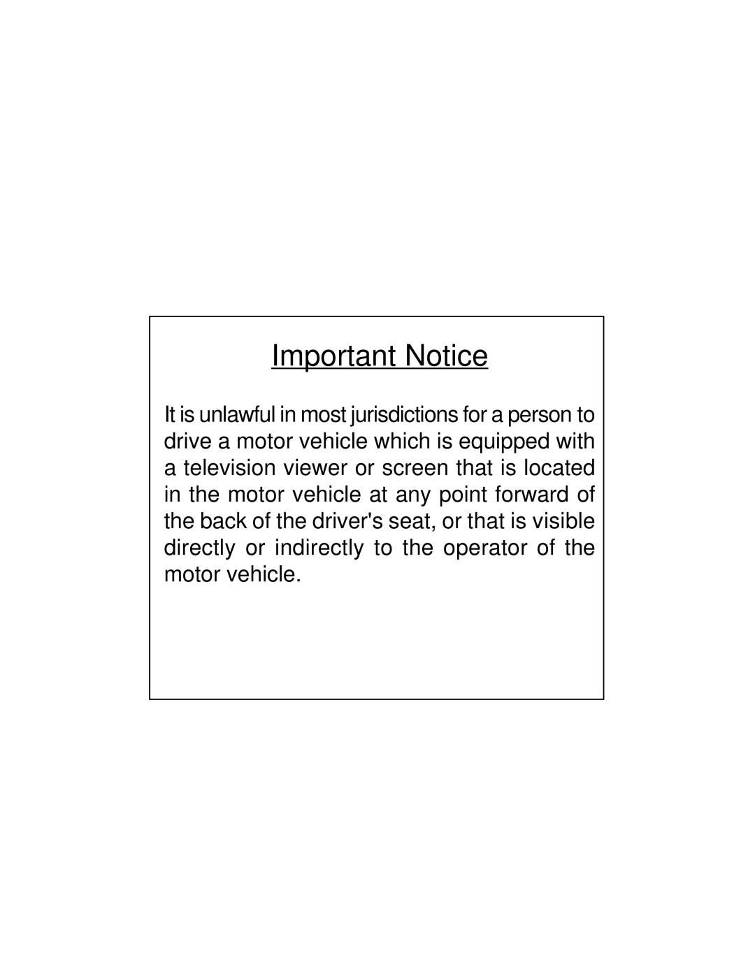 Audiovox VOD705 owner manual Important Notice 