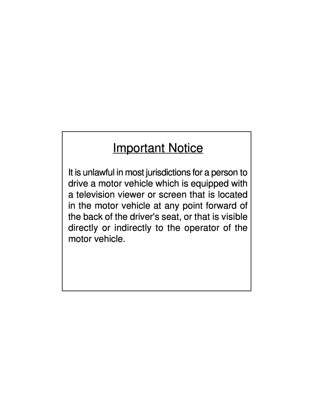 Audiovox VOD705 owner manual Important Notice 