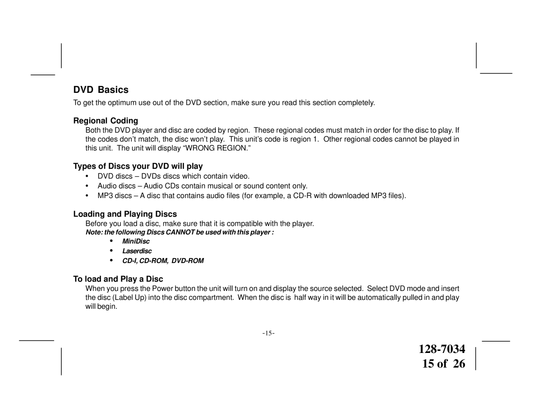 Audiovox VOD710 manual DVD Basics, Regional Coding 