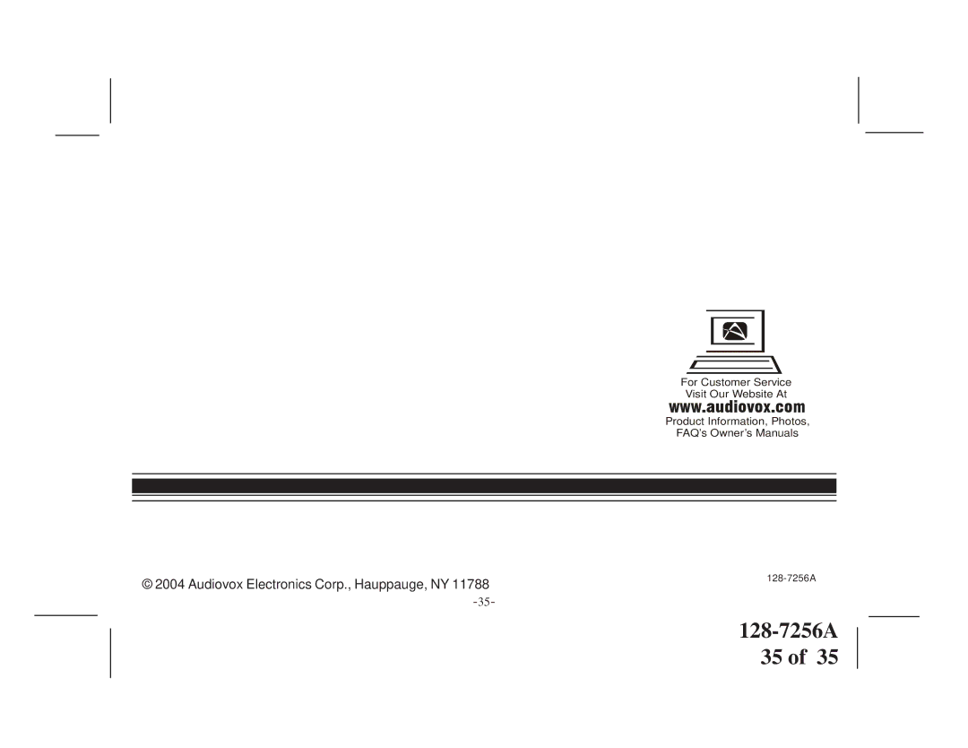 Audiovox VOD8512 P, VOD8512 S manual Audiovox Electronics Corp., Hauppauge, NY 