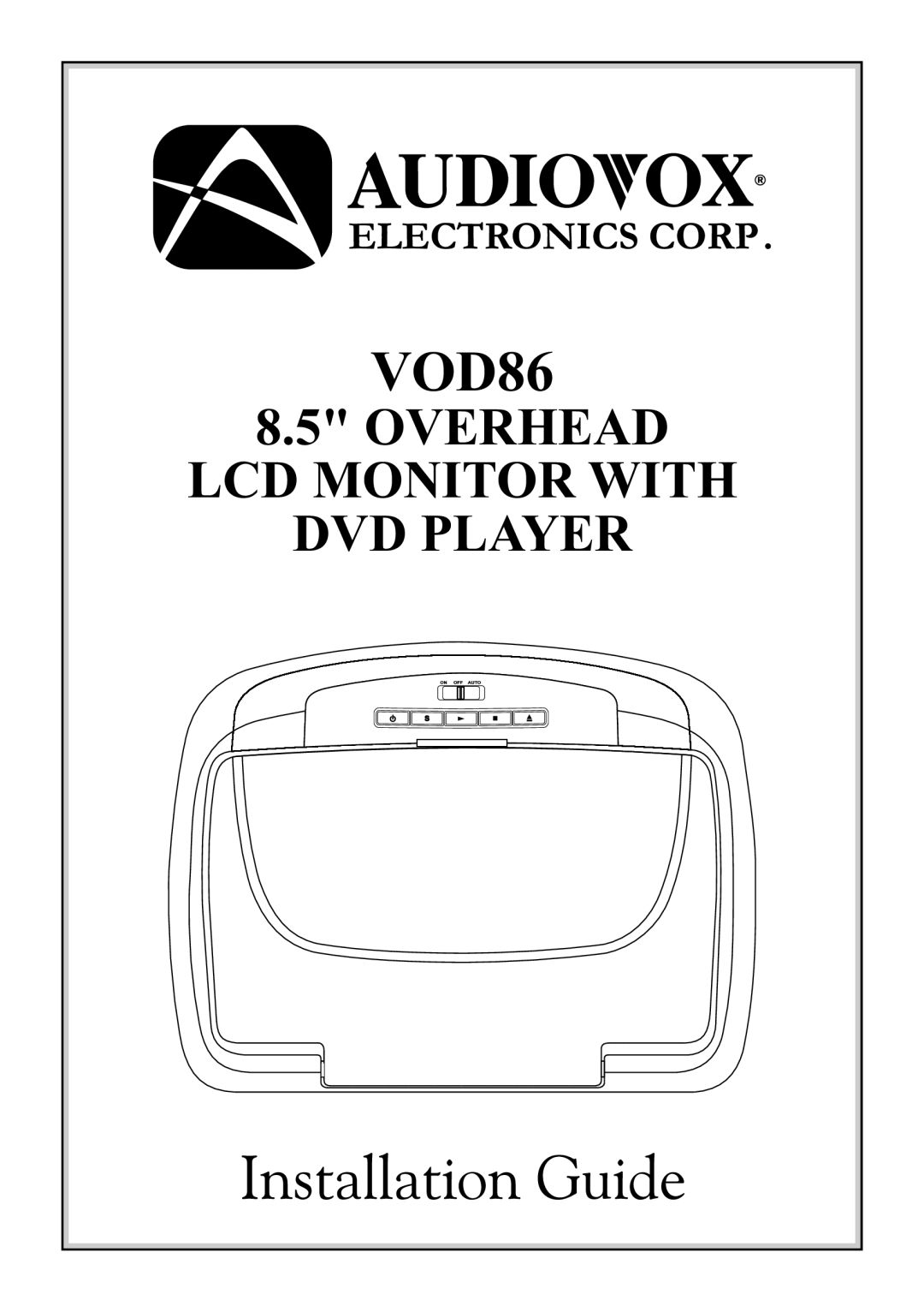 Audiovox VOD86 manual Overhead Lcd Monitor With Dvd Player 