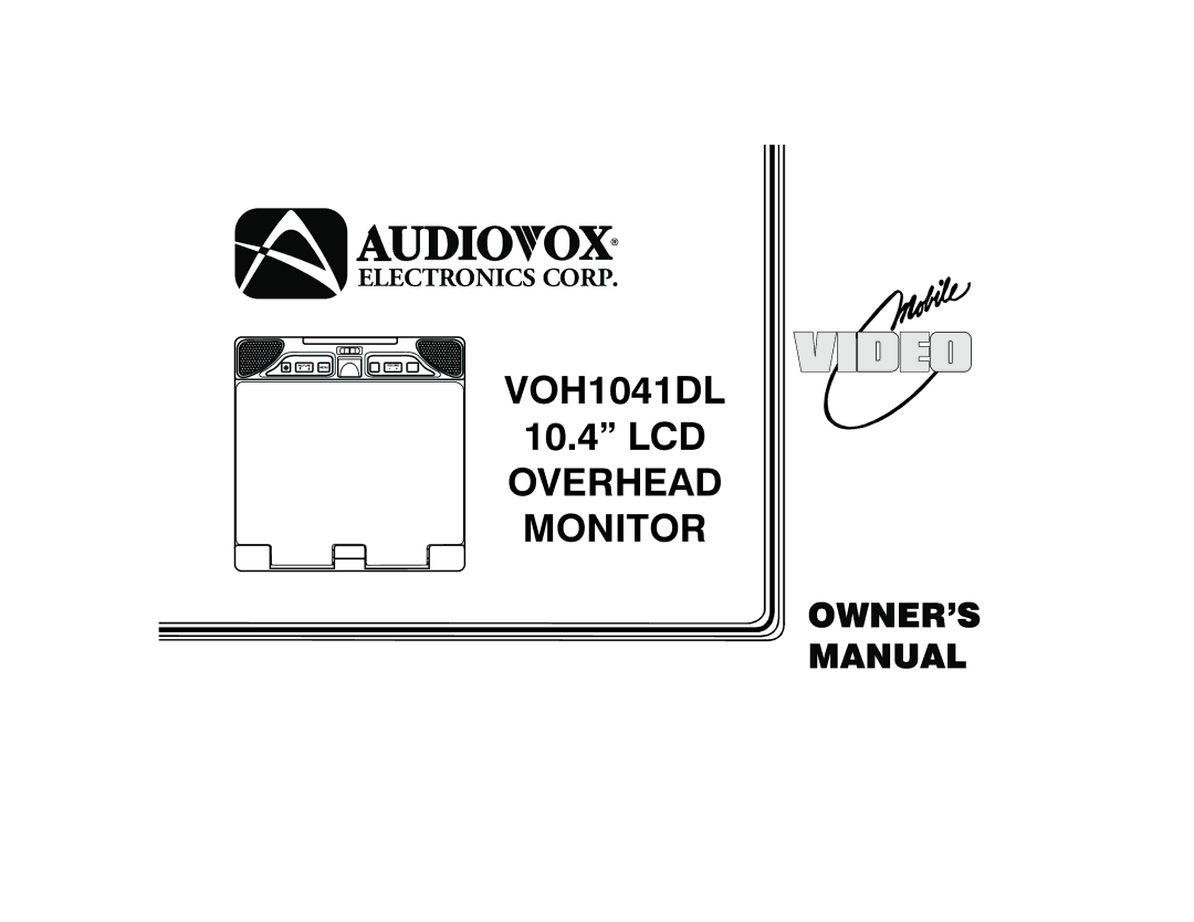 Audiovox VOH1041DL manual Monitor 