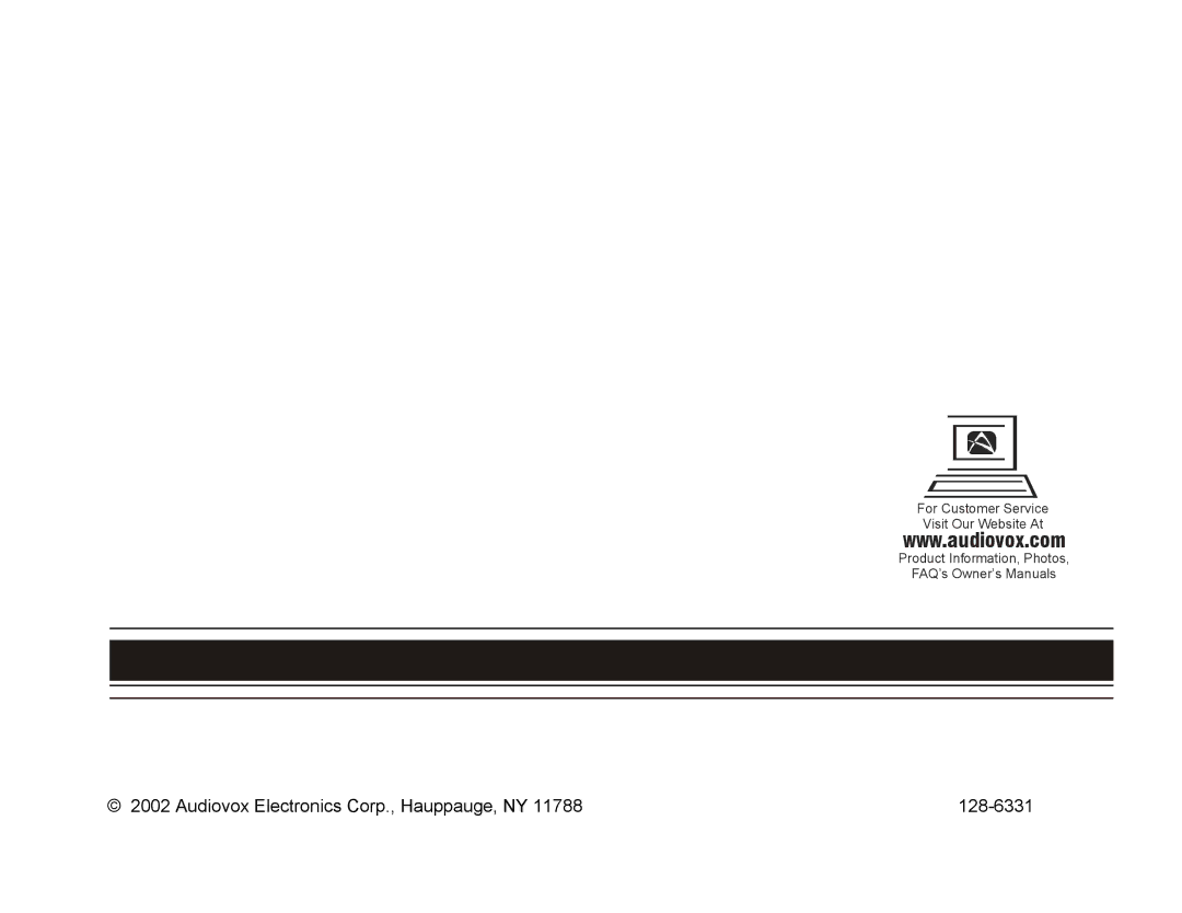 Audiovox VOH1042 DL owner manual Audiovox Electronics Corp., Hauppauge, NY 128-6331 