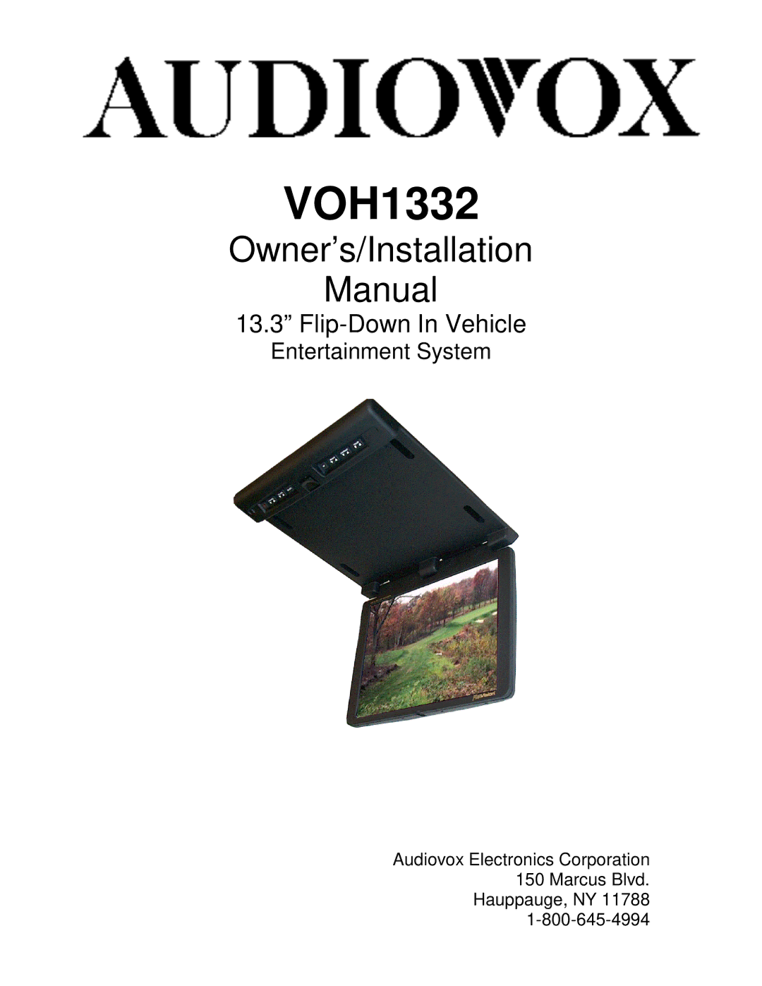 Audiovox VOH1332 installation manual 