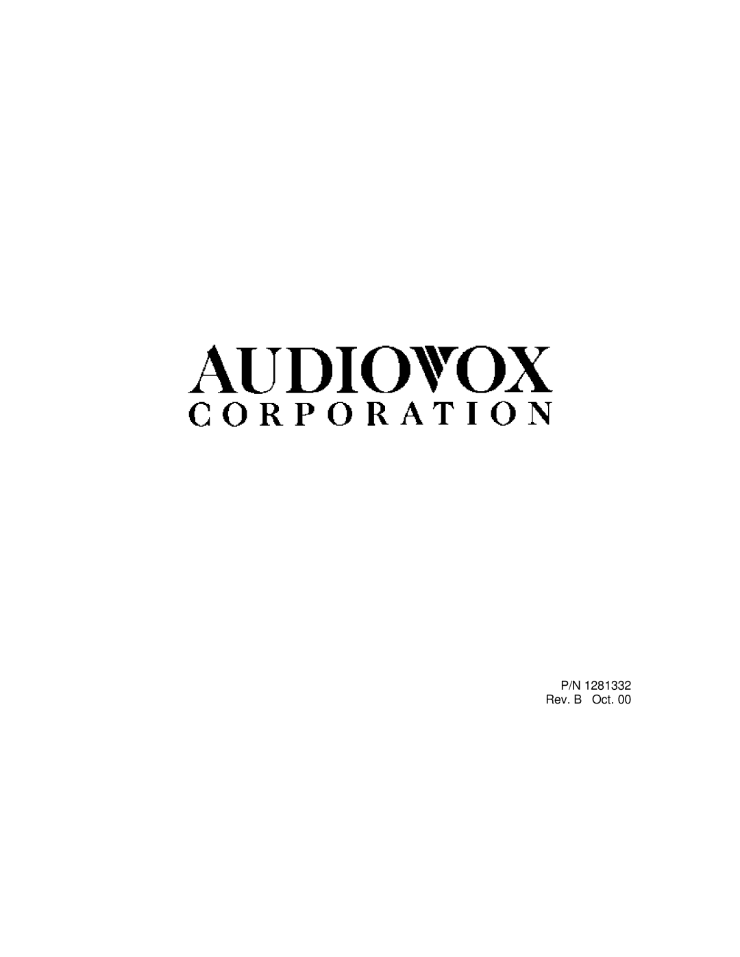 Audiovox VOH1332 installation manual 1281332 Rev. B Oct 