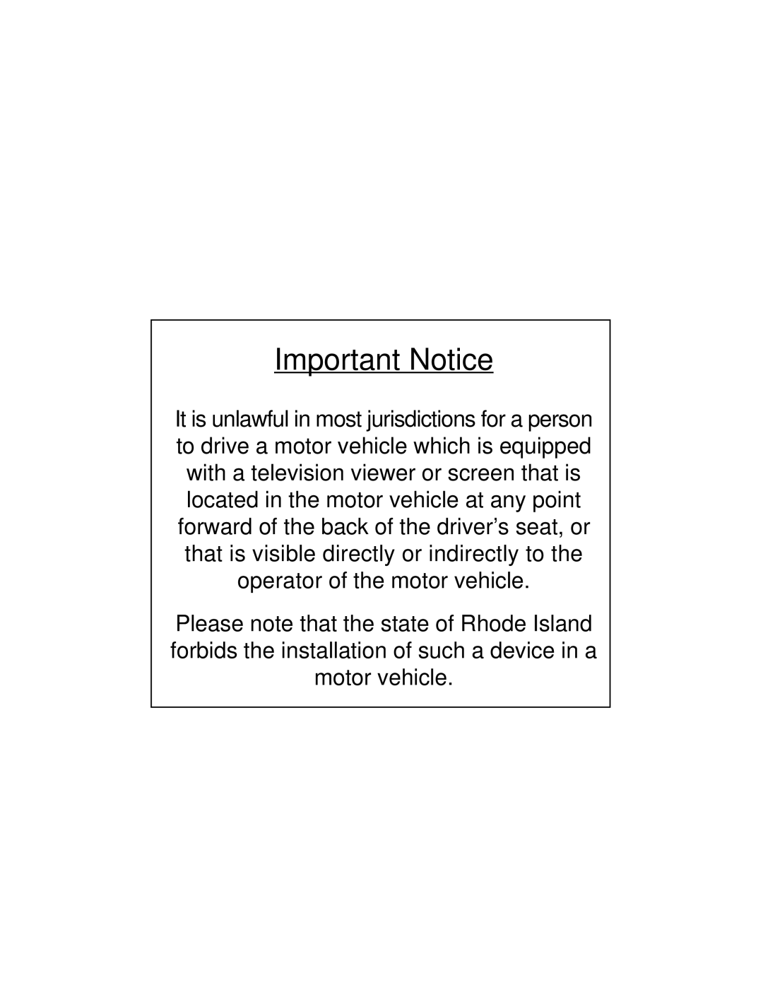 Audiovox VOH560PKG operation manual Important Notice 