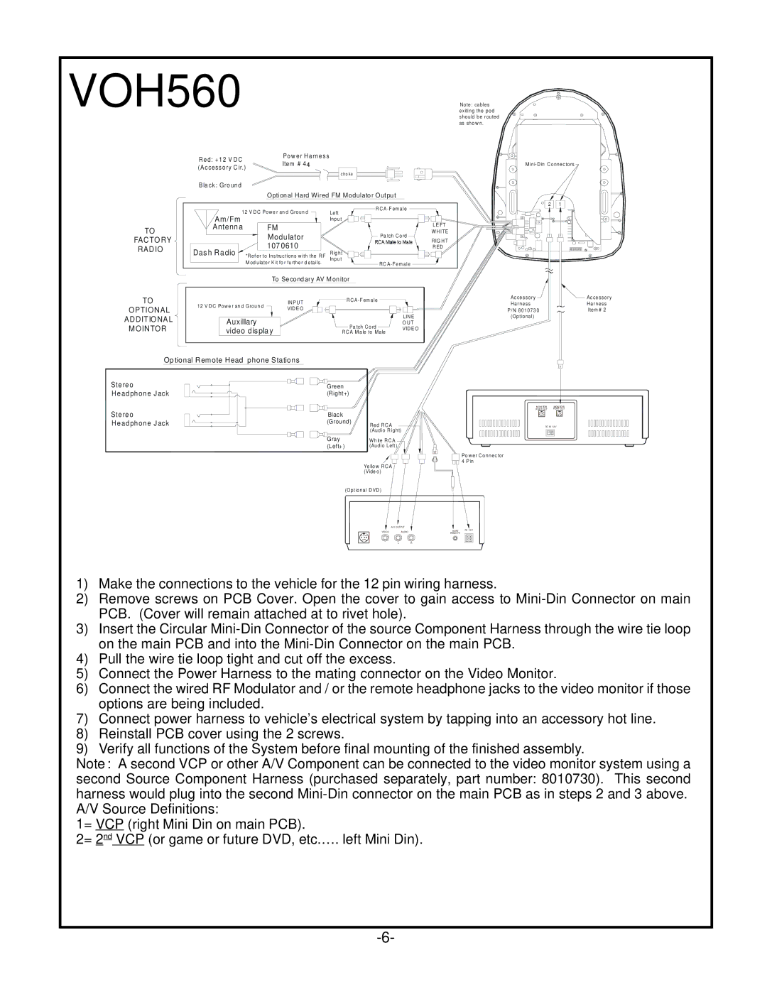 Audiovox VOH560PKG operation manual 