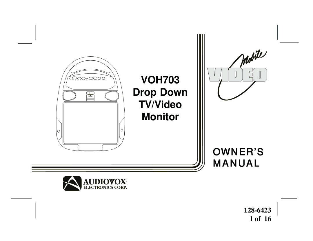 Audiovox VOH703 manual VOH704 