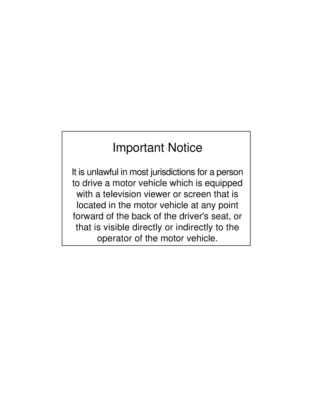 Audiovox VOH703 owner manual Important Notice 