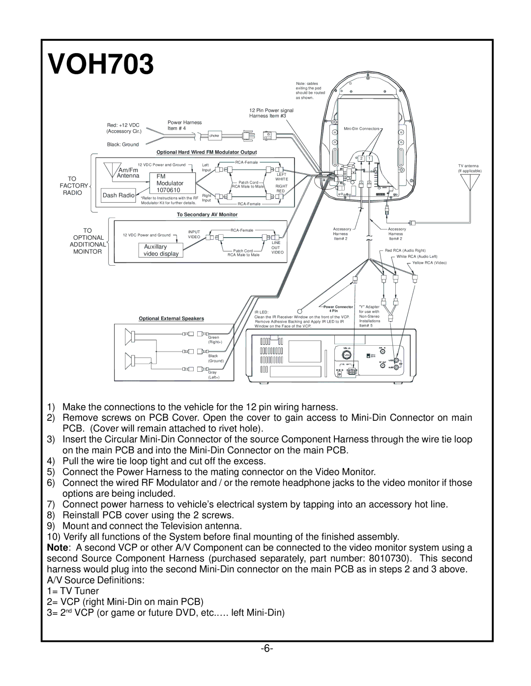 Audiovox VOH703 owner manual 