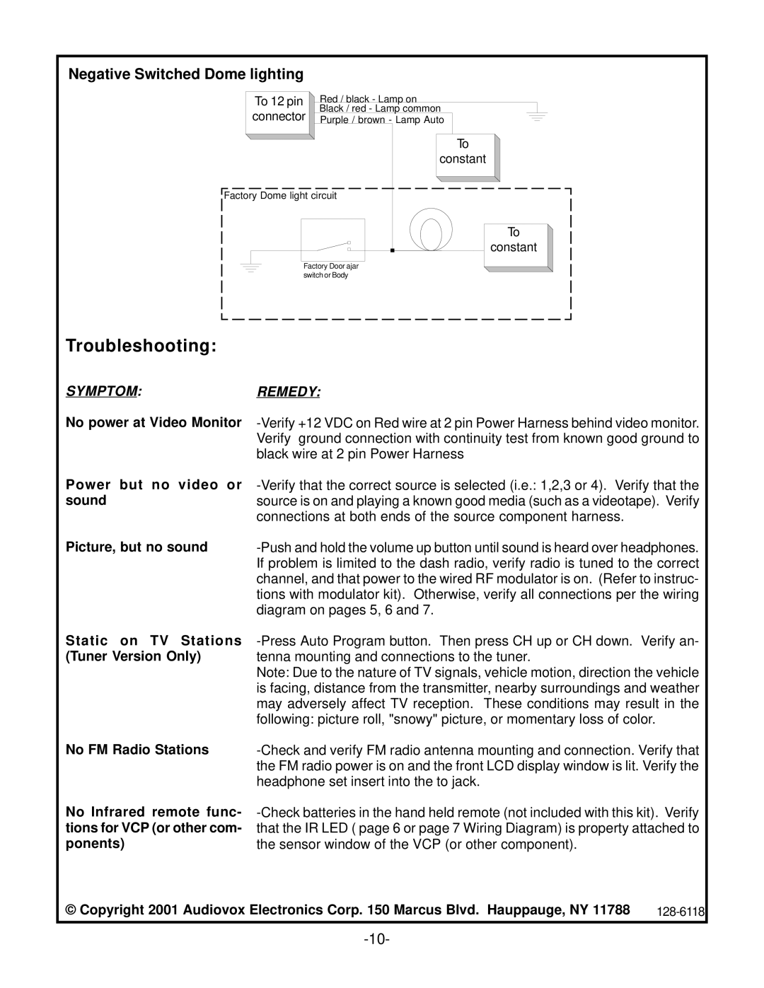 Audiovox VOH704, VOH684, VOH683 owner manual Troubleshooting 