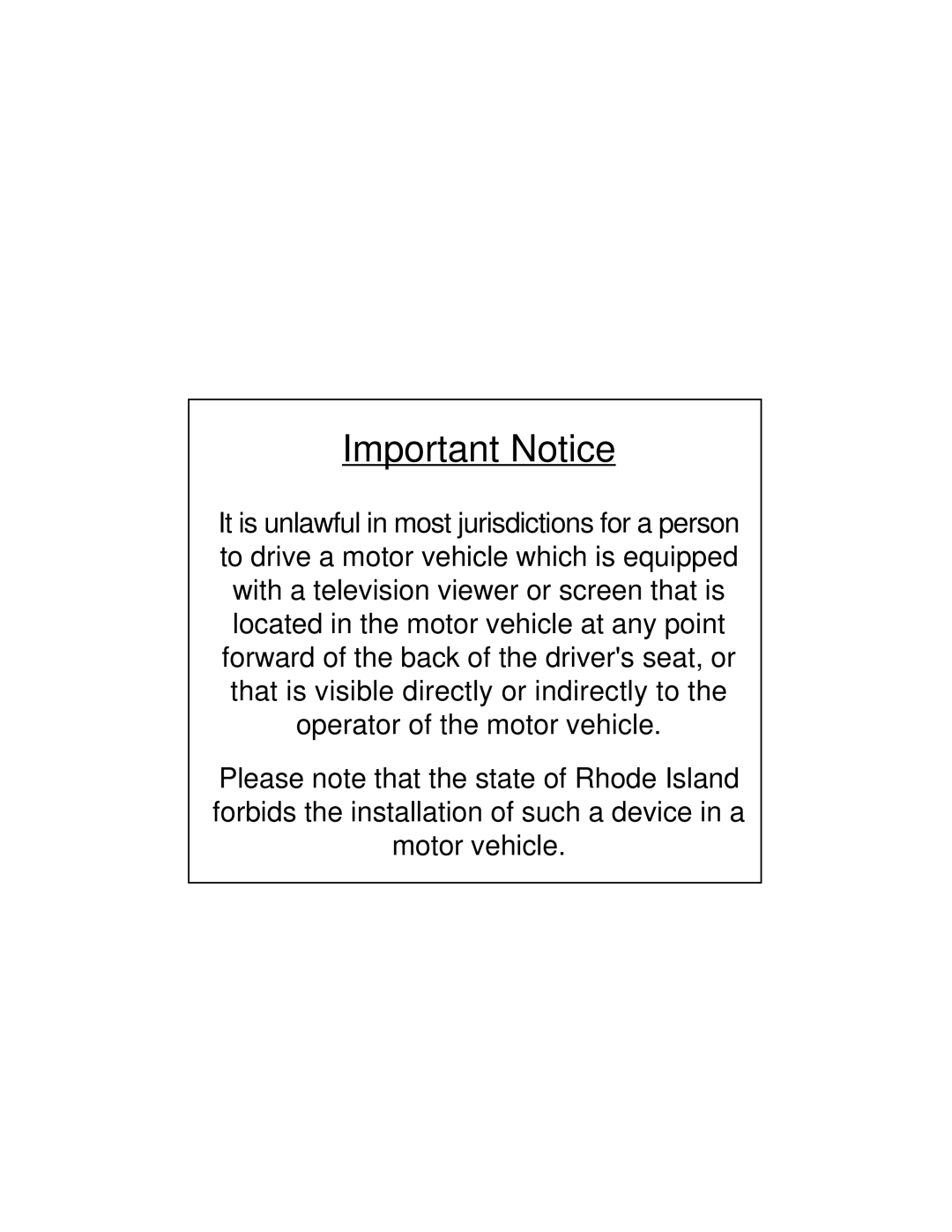 Audiovox VOH683, VOH704, VOH684 owner manual Important Notice 