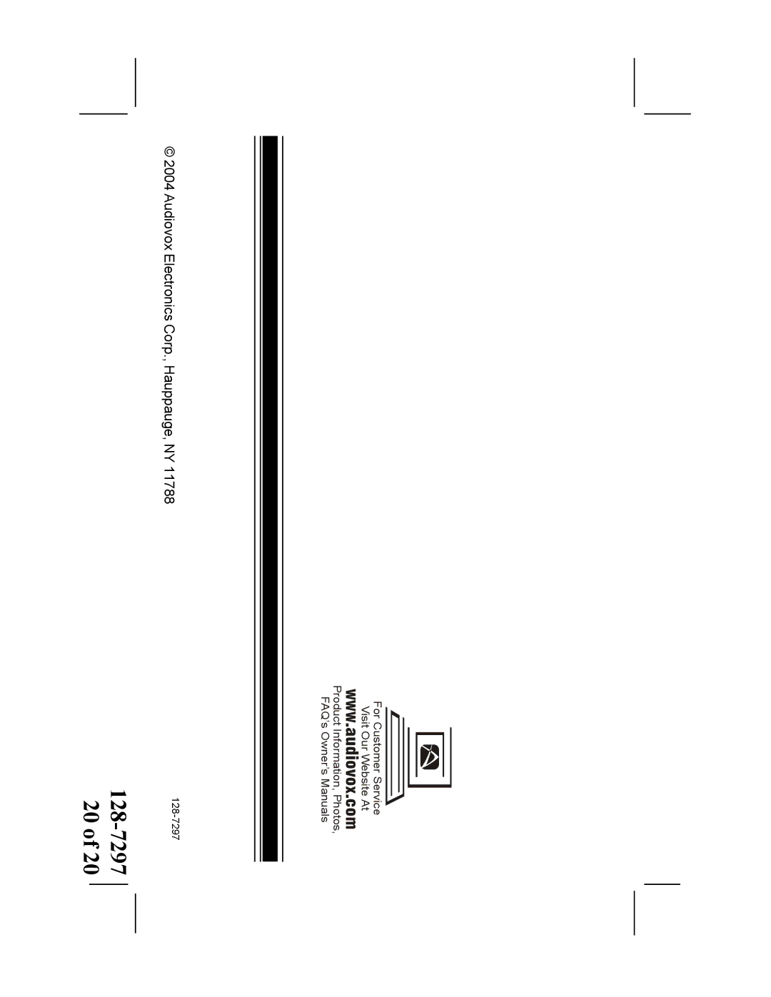 Audiovox VOH8512 manual Audiovox Electronics Corp., Hauppauge, NY 