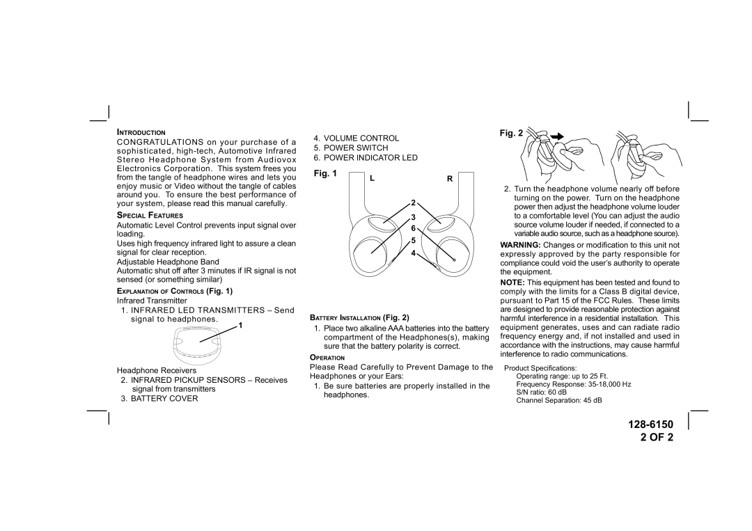 Audiovox WHS150 owner manual Introduction 