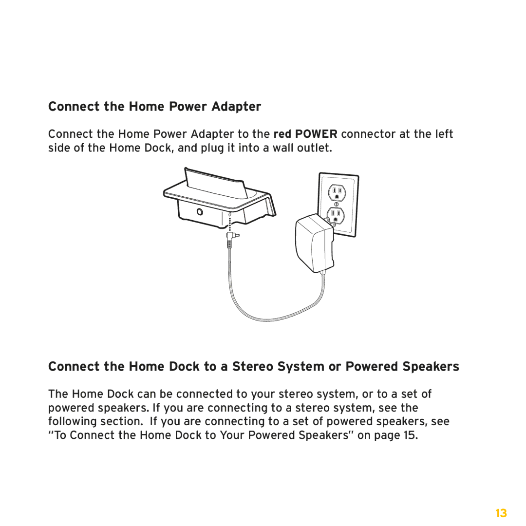 Audiovox XMp3i, XAPH1 manual Connect the Home Dock to a Stereo System or Powered Speakers 