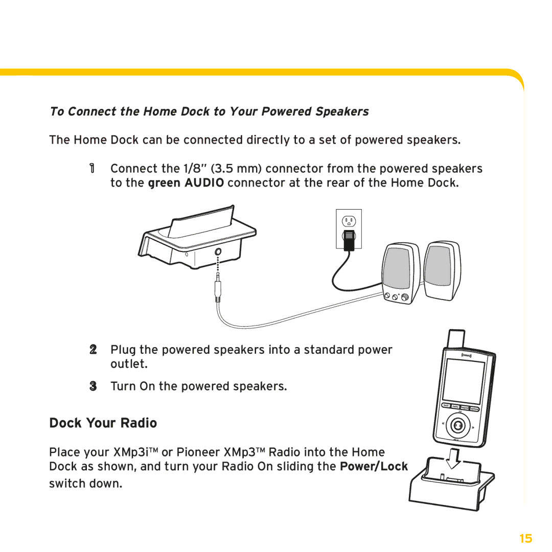 Audiovox XMp3i, XAPH1 manual Dock Your Radio 