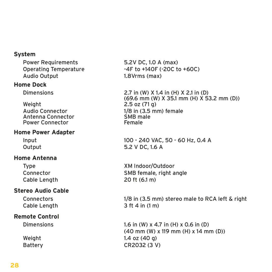 Audiovox XAPH1, XMp3i manual Product Specifications, System 