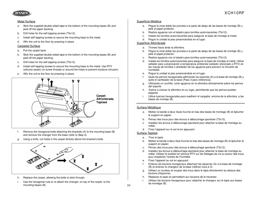 Audiovox XCH10RF owner manual 