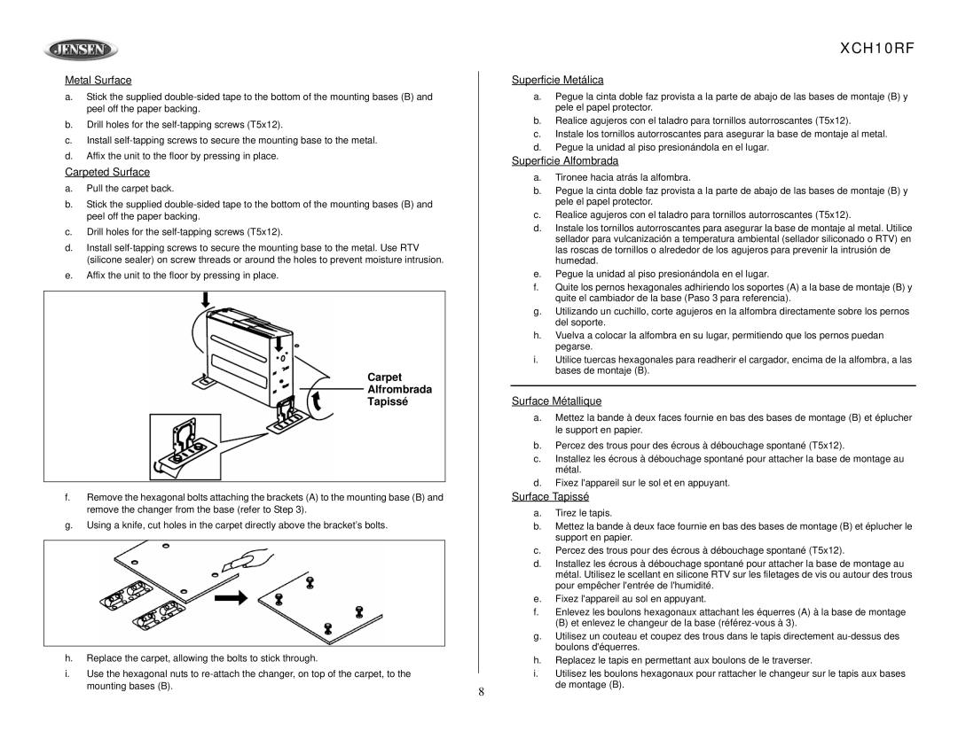 Audiovox XCH10RF owner manual 