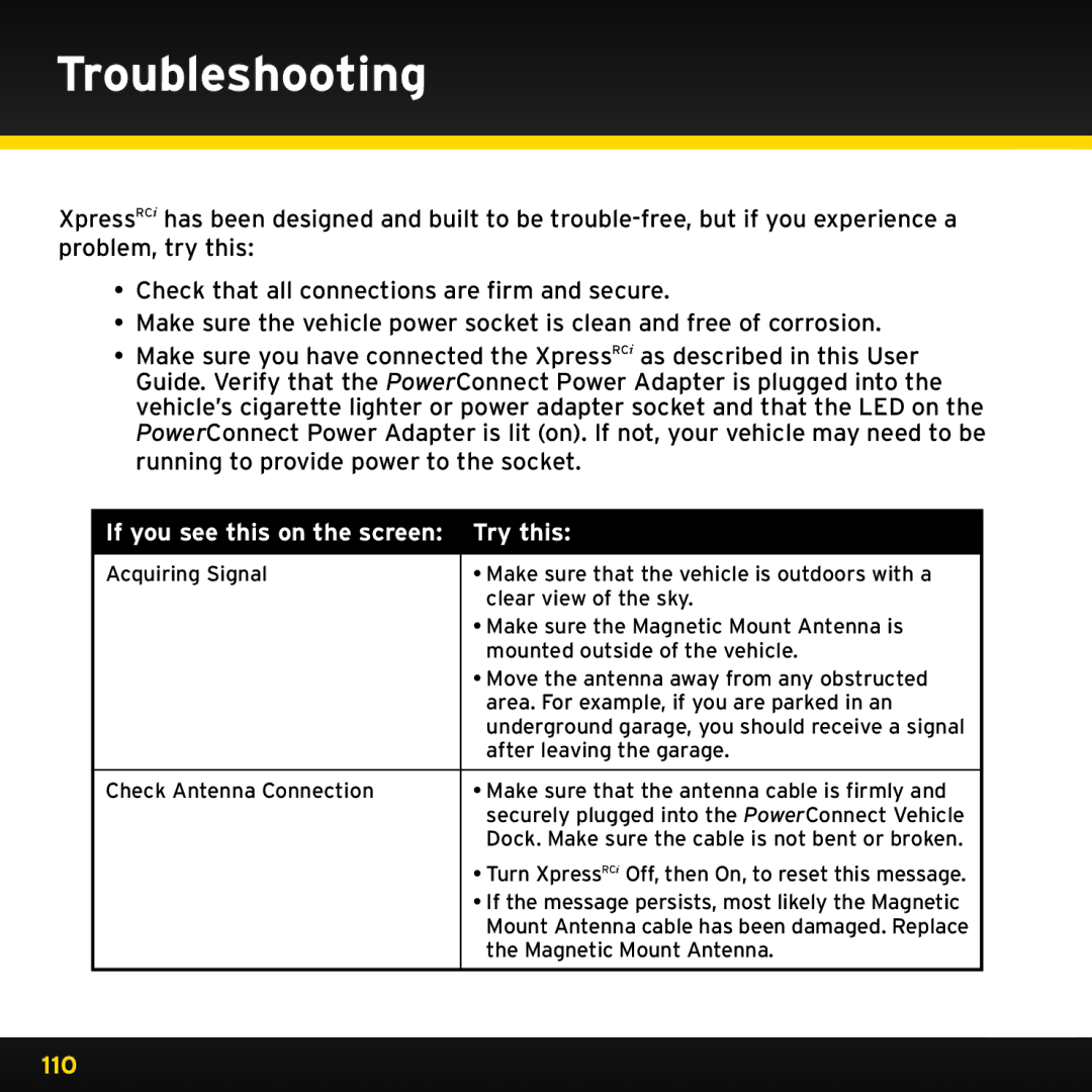 Audiovox XDRC2V1, XDRC2UG manual Troubleshooting, If you see this on the screen Try this 