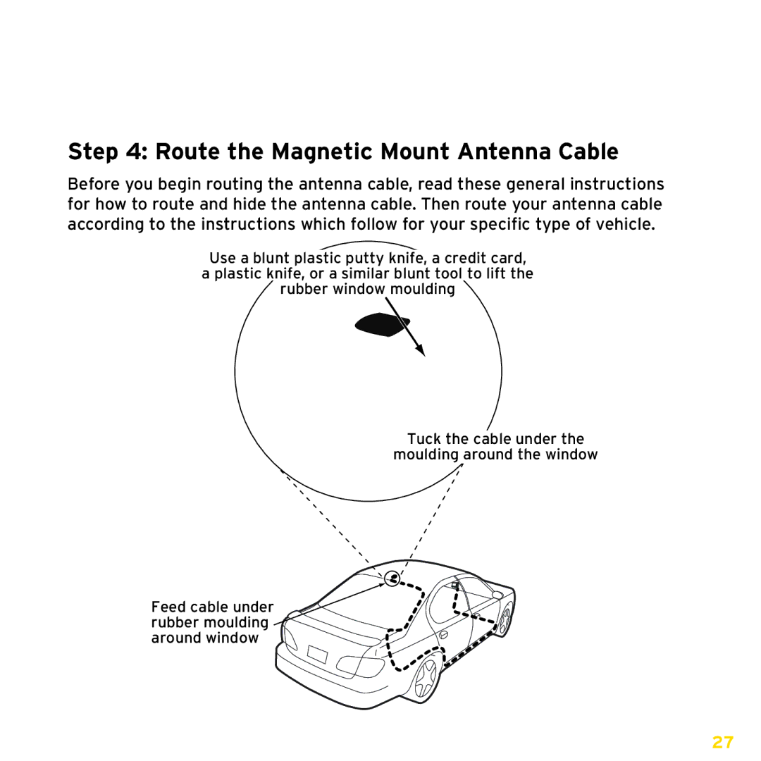 Audiovox XDRC2V1, XDRC2UG manual Route the Magnetic Mount Antenna Cable 