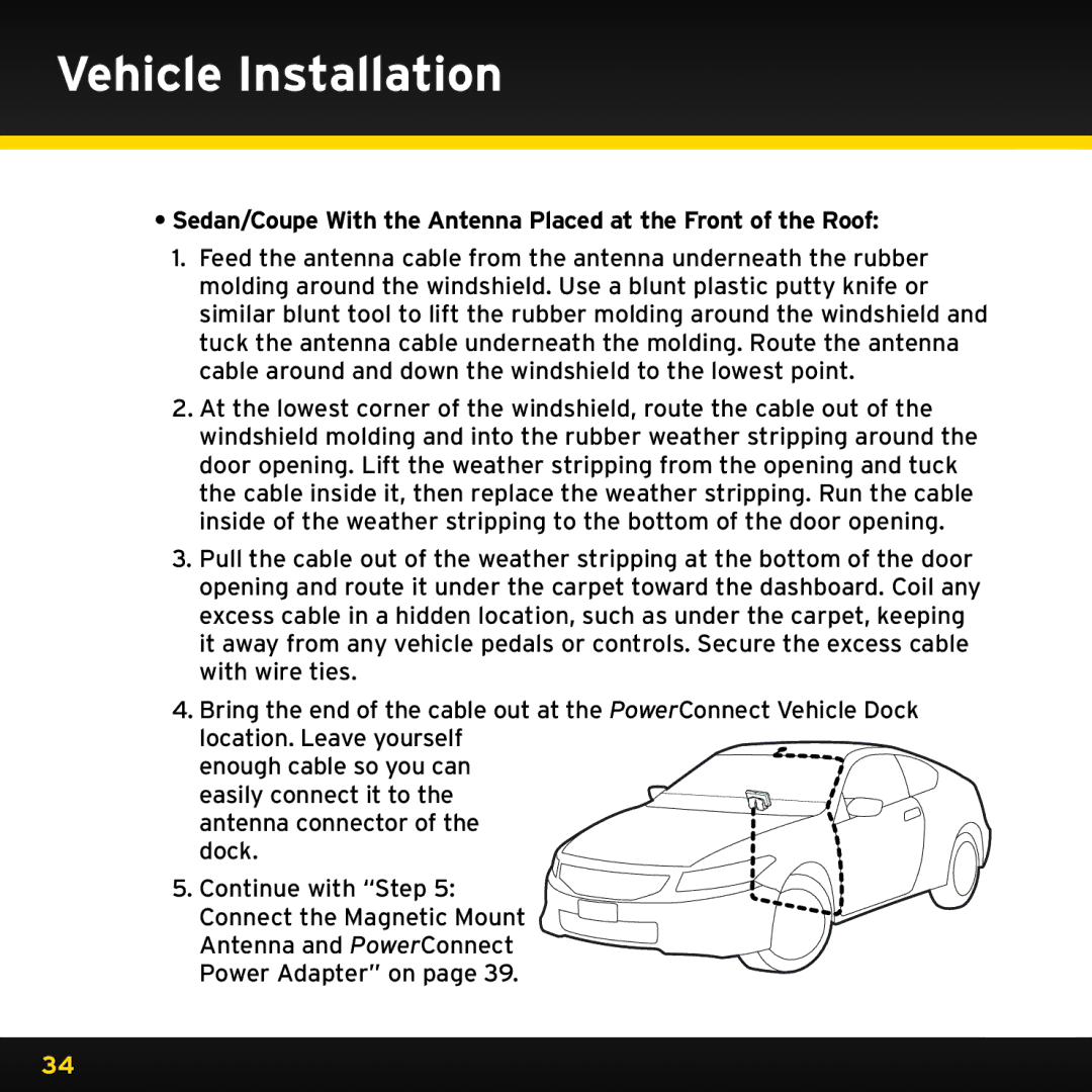 Audiovox XDRC2UG, XDRC2V1 manual Sedan/Coupe With the Antenna Placed at the Front of the Roof 