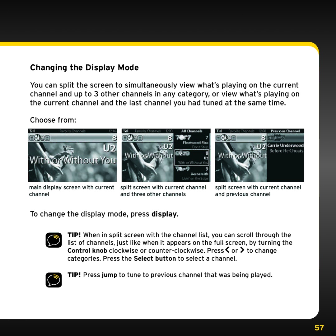 Audiovox XDRC2V1, XDRC2UG manual Changing the Display Mode, To change the display mode, press display 