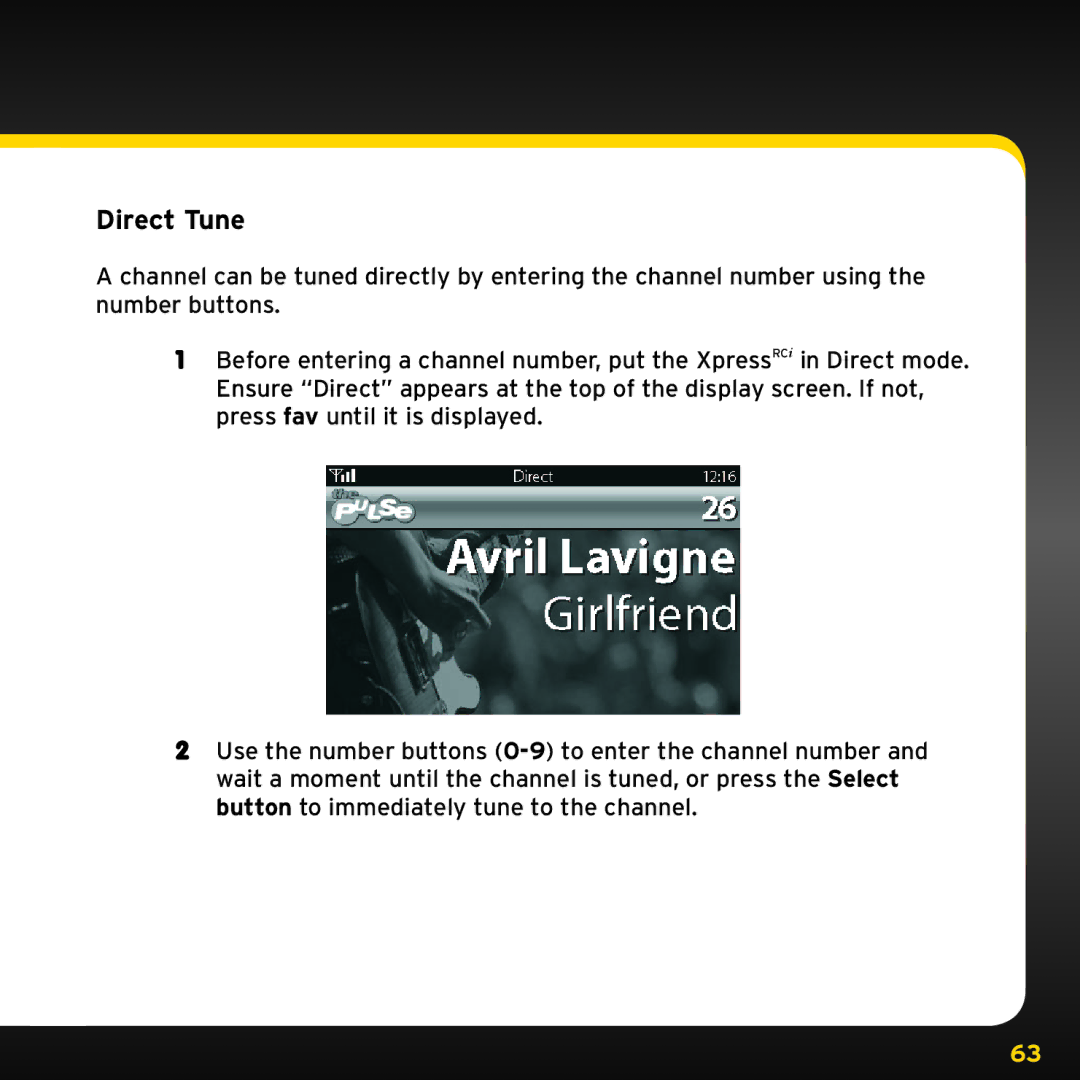 Audiovox XDRC2V1, XDRC2UG manual Direct Tune 