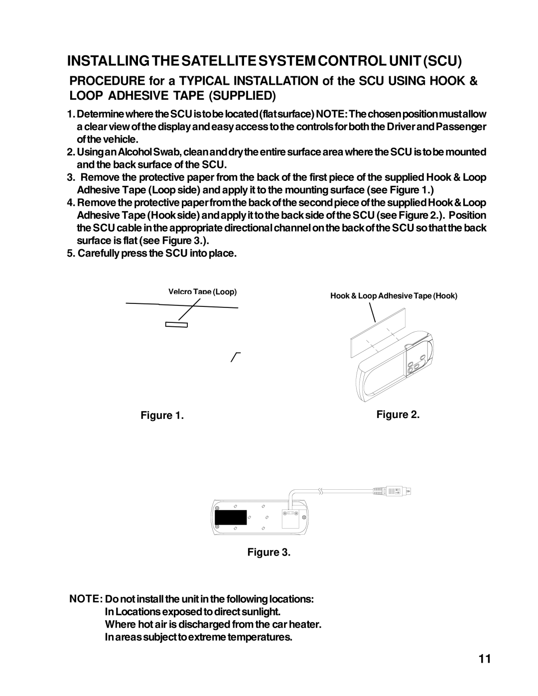 Audiovox XM-RCV installation manual Installing the Satellite System Control Unit SCU 