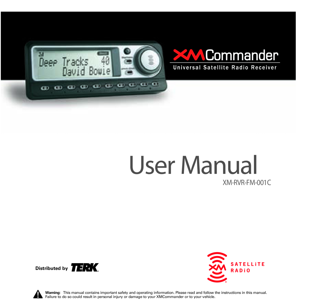 Audiovox XM-RVR-FM-001C user manual Distributed by, User Manual 