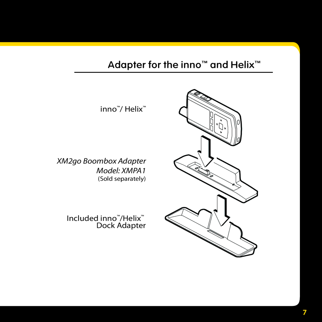 Audiovox XMAS100-UG002 manual Adapter for the inno and Helix 