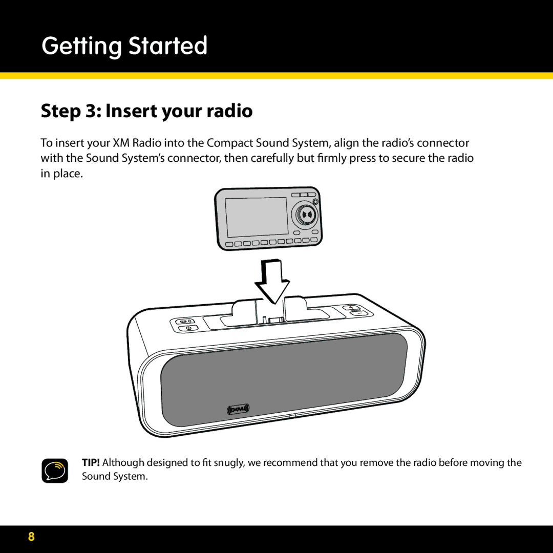 Audiovox XMAS100-UG002 manual Insert your radio 