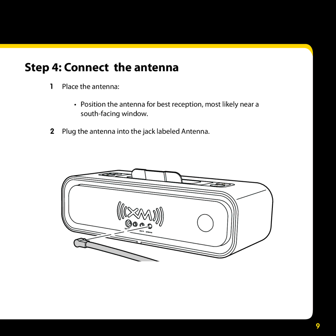 Audiovox XMAS100-UG002 manual Connect the antenna 