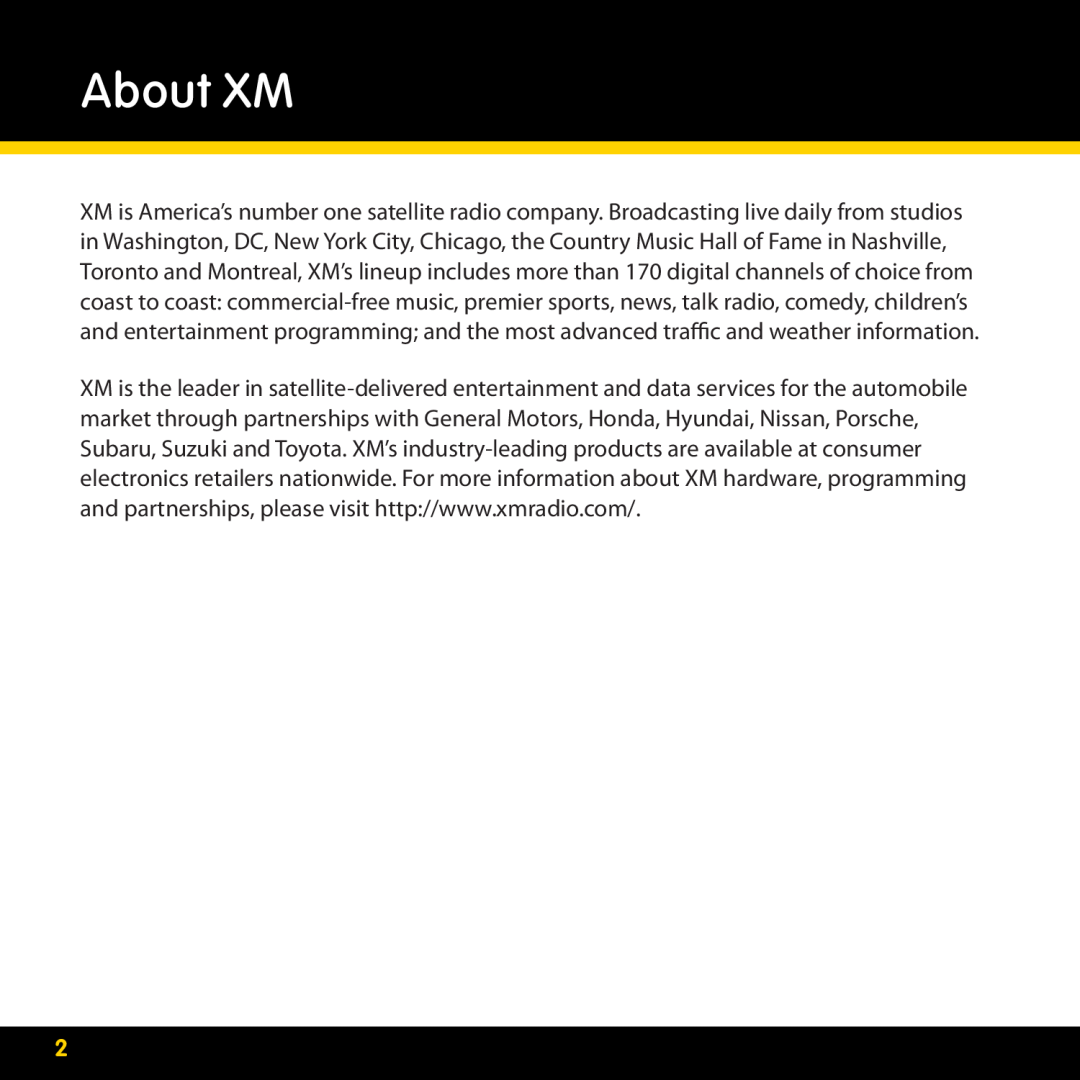 Audiovox XMAS100-UG002 manual About XM 