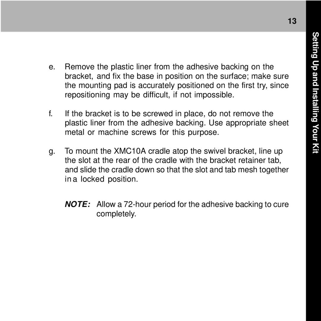 Audiovox XMC-10A manual Setting Up and Installing Your Kit 