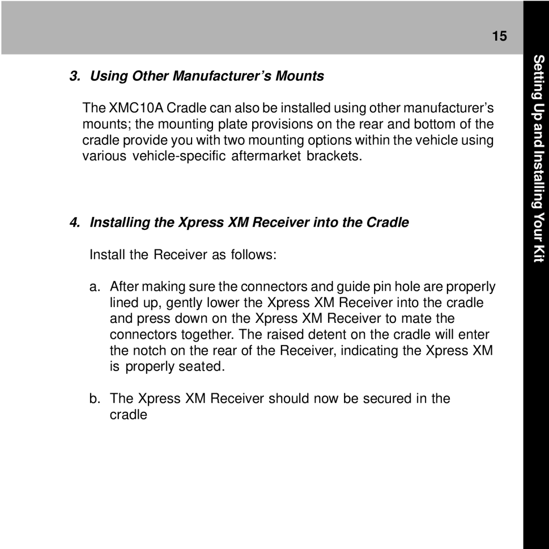 Audiovox XMC-10A manual Using Other Manufacturer’s Mounts 